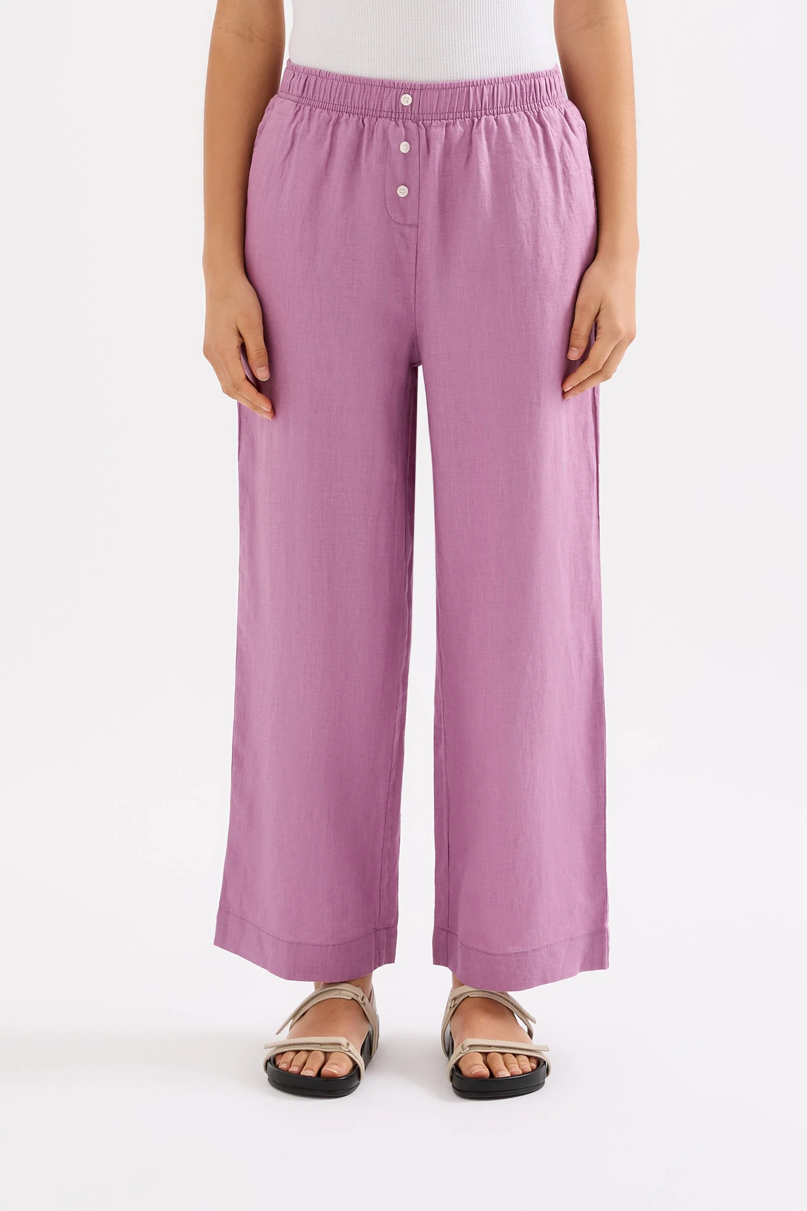 LOUNGE LINEN CROP PANT - Image 2