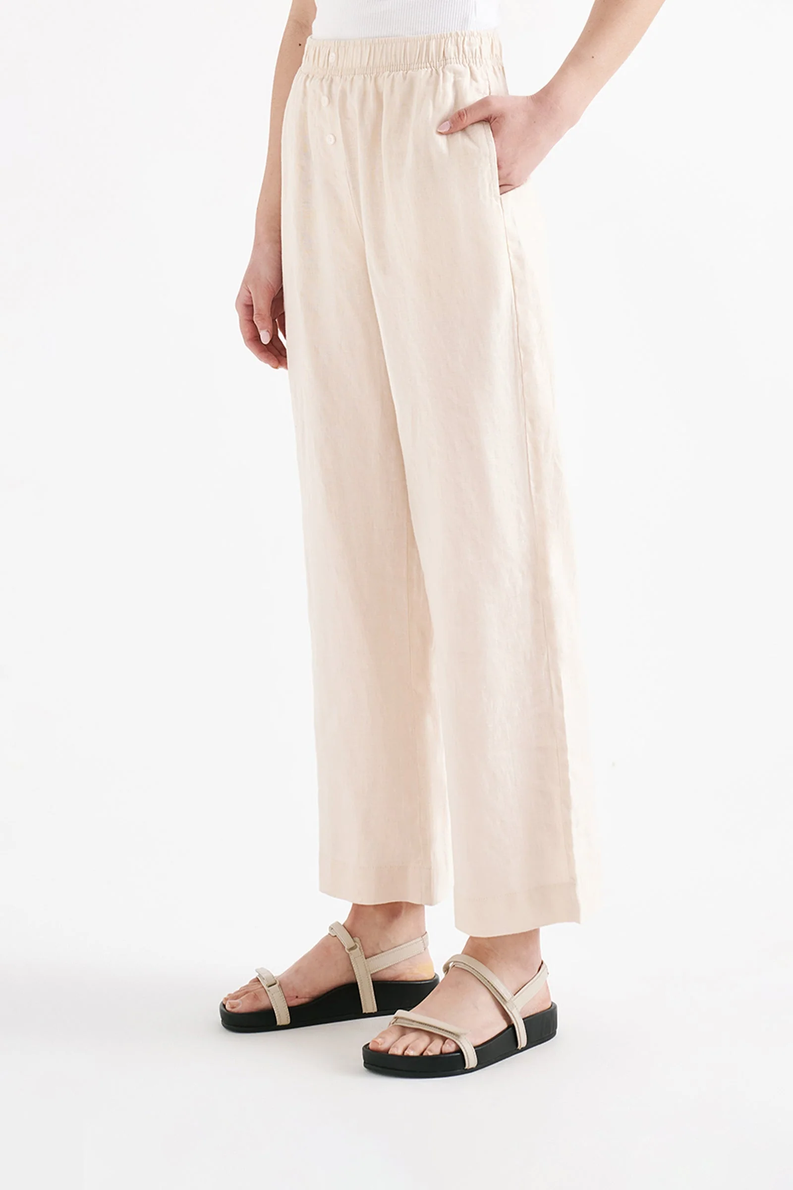 LOUNGE LINEN CROP PANT - Image 3