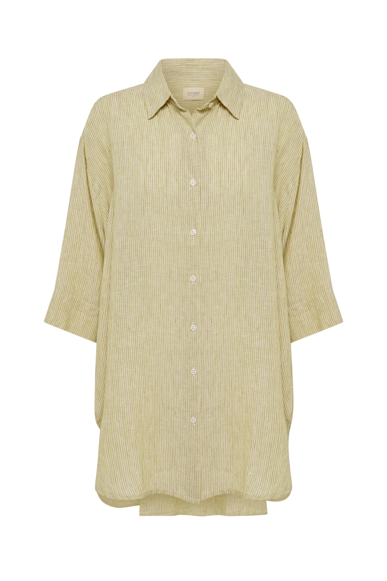 LOUNGE STRIPE LINEN LONGLINE SHIRT - Image 5