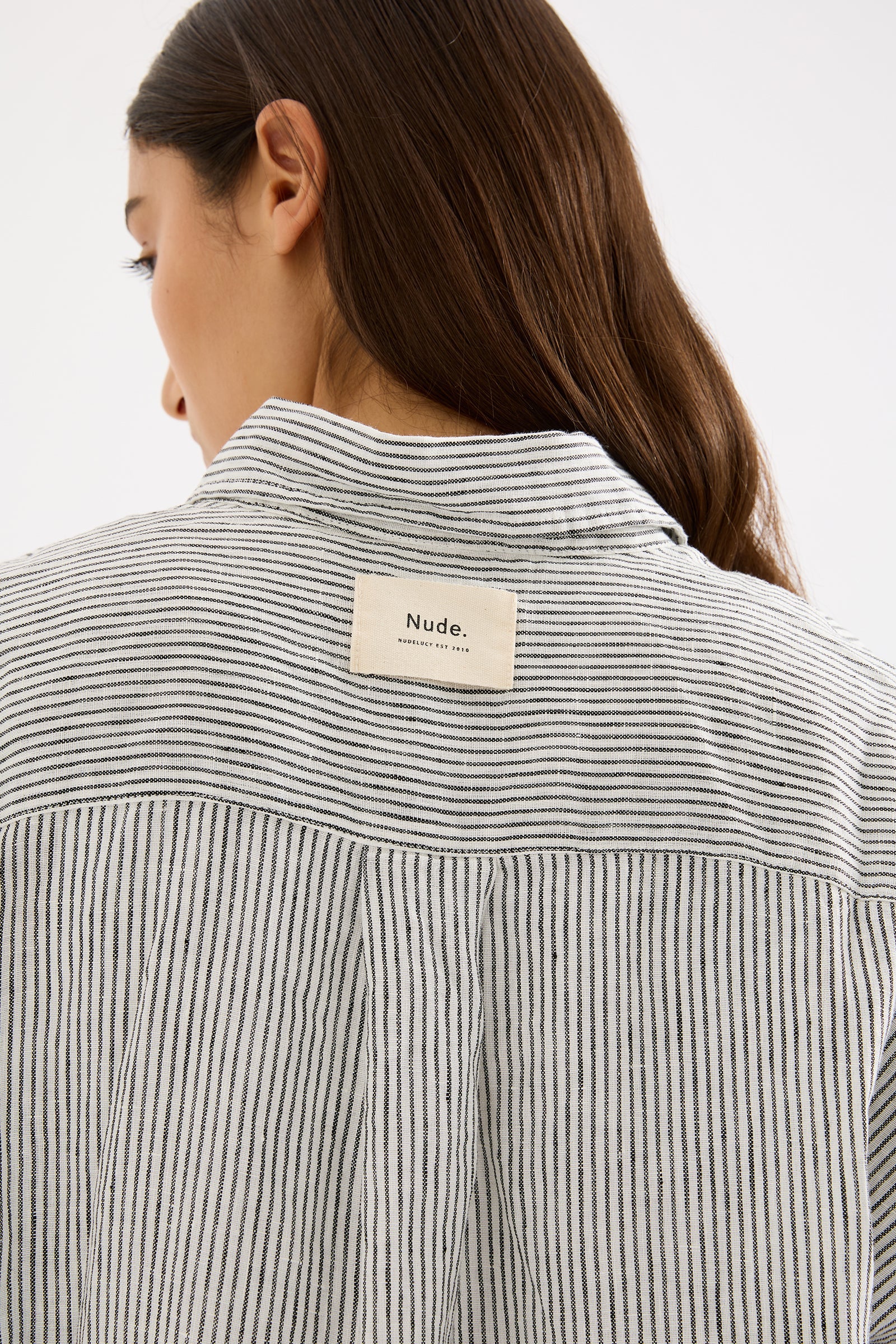 LOUNGE STRIPE LINEN LONGLINE SHIRT - Image 6