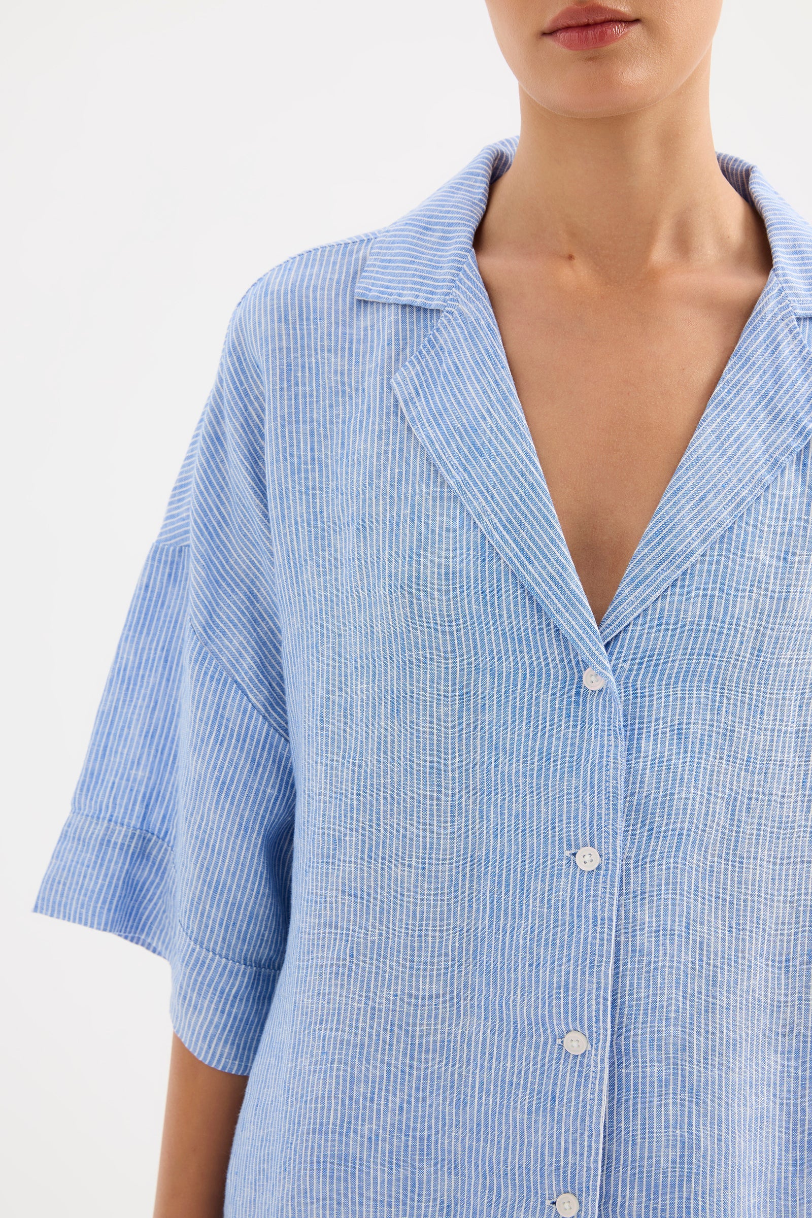 LOUNGE STRIPE LINEN SHIRT - Image 5